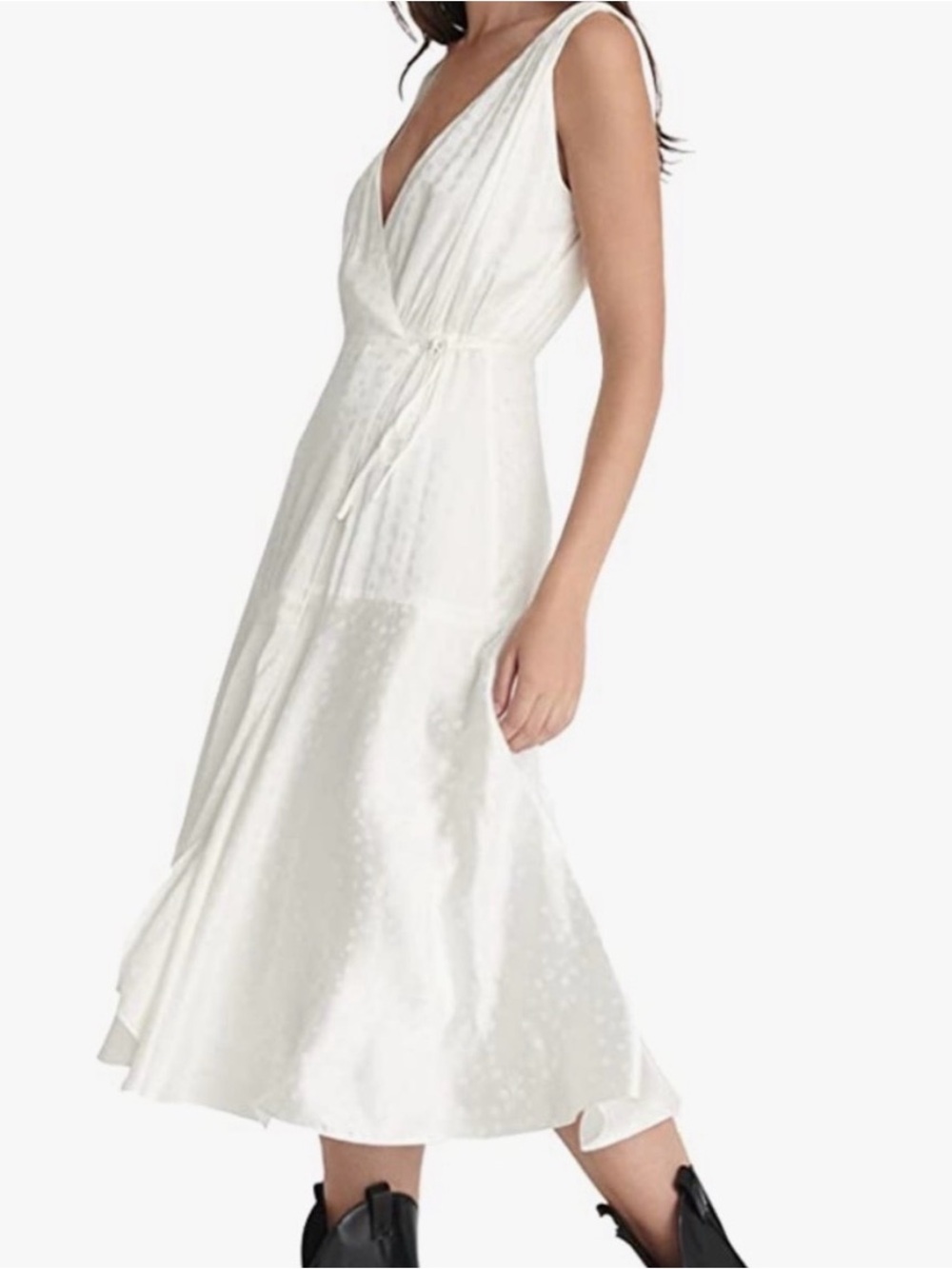 The Kooples wrap dress in white jacquard polka dots